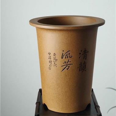 秦夕洪特大号柴烧圆筒紫砂盆适程梅翠丰元字关顶